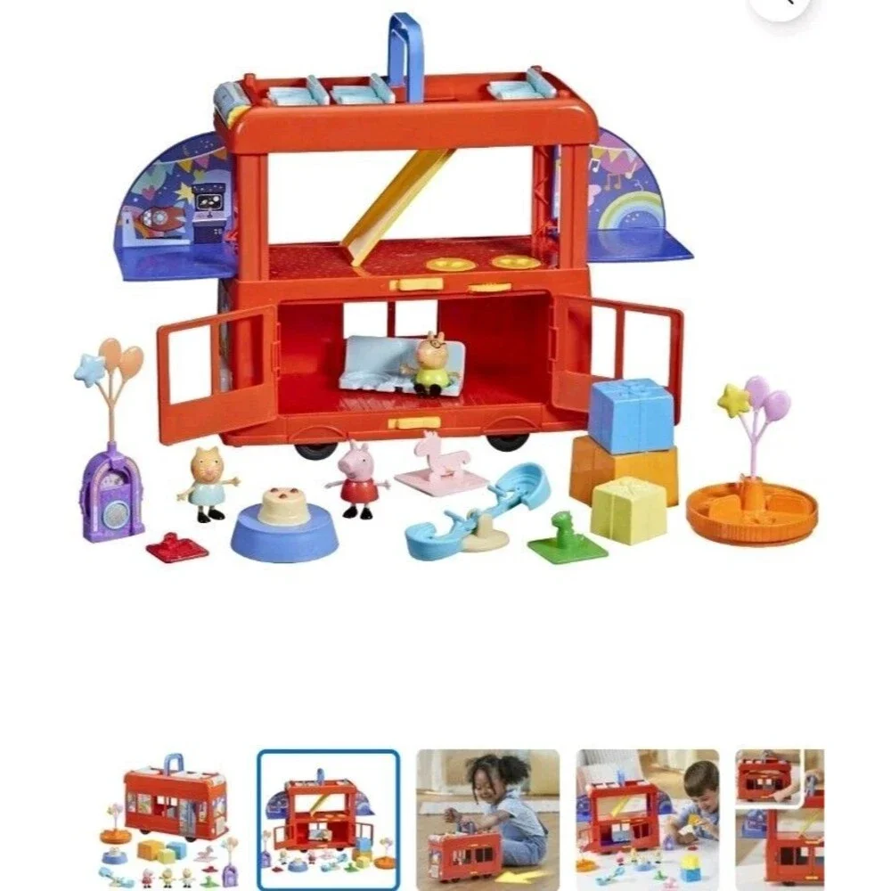 NEW Peppa Pig 2-in-1 Party Bus Playset with 3‎ Figures Preschool Toy